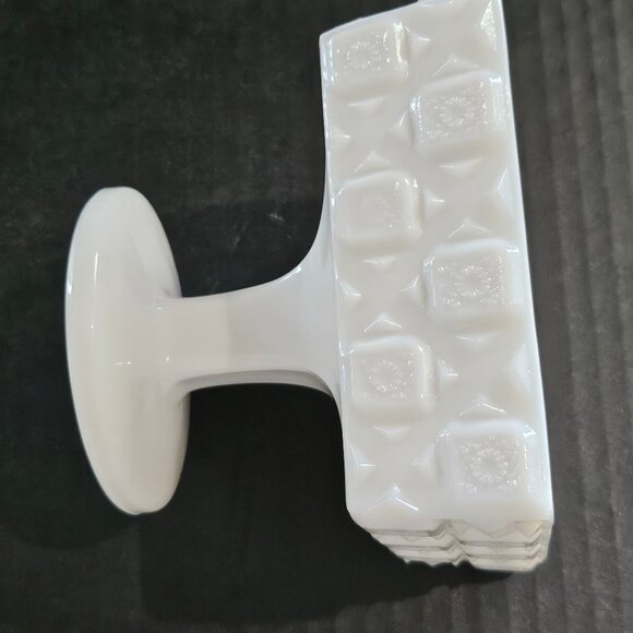 Westmoreland "Old Quilt" Square Milk Glass Pedestal Compote - Picture 4 of 9